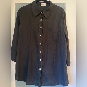 allen allen black linen top